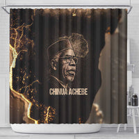Chinua Achebe Shower Curtain with Sepia Portrait, Lion Historians Quote and Vintage African Map - Wonder Print Shop