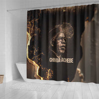 Chinua Achebe Shower Curtain with Sepia Portrait, Lion Historians Quote and Vintage African Map - Wonder Print Shop