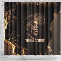 Chinua Achebe Shower Curtain with Sepia Portrait, Lion Historians Quote and Vintage African Map - Wonder Print Shop