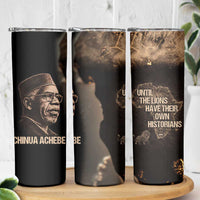 Chinua Achebe Skinny Tumbler with Sepia Portrait, Lion Historians Quote and Vintage African Map - Wonder Print Shop