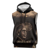 Chinua Achebe Sleeveless Hoodie with Sepia Portrait, Lion Historians Quote and Vintage African Map - Wonder Print Shop