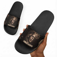 Chinua Achebe Slide Sandals with Sepia Portrait, Lion Historians Quote and Vintage African Map - Wonder Print Shop