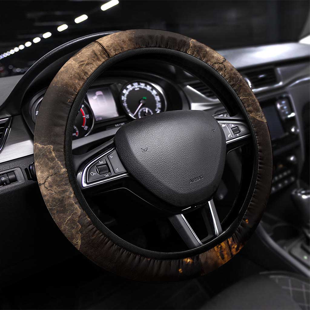 Chinua Achebe Steering Wheel Cover with Sepia Portrait, Lion Historians Quote and Vintage African Map - Wonder Print Shop
