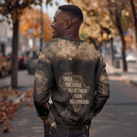 Chinua Achebe Sweatshirt with Sepia Portrait, Lion Historians Quote and Vintage African Map - Wonder Print Shop