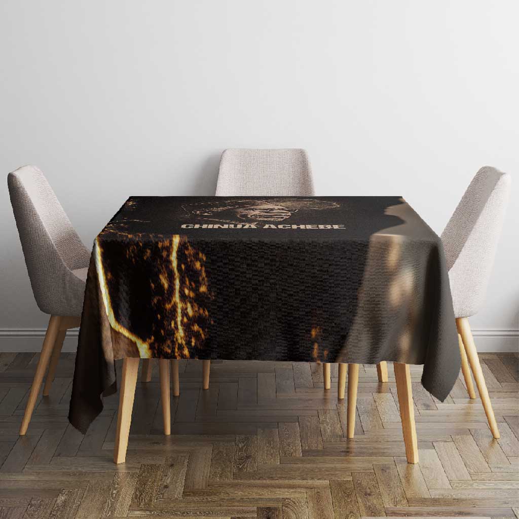Chinua Achebe Tablecloth with Sepia Portrait, Lion Historians Quote and Vintage African Map - Wonder Print Shop