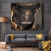 Chinua Achebe Tapestry with Sepia Portrait, Lion Historians Quote and Vintage African Map - Wonder Print Shop