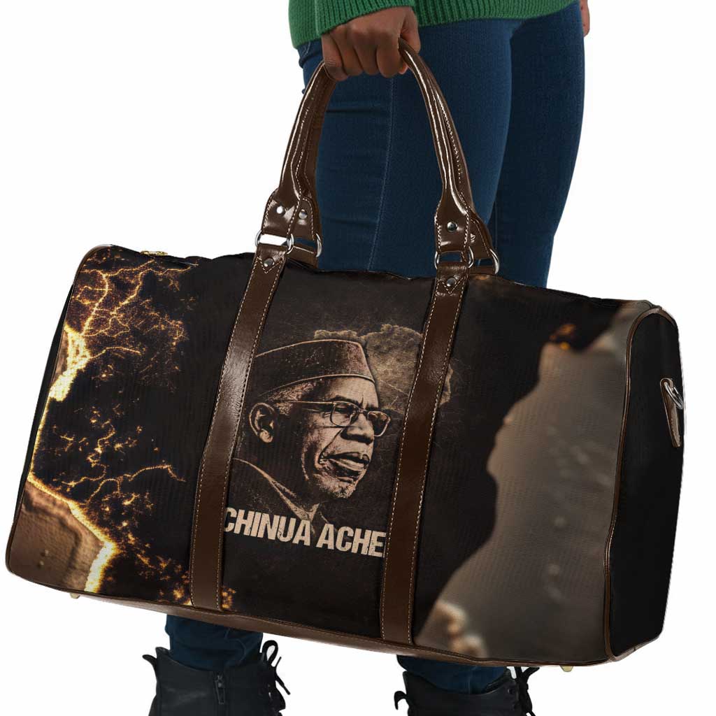 Chinua Achebe Travel Bag with Sepia Portrait, Lion Historians Quote and Vintage African Map - Wonder Print Shop