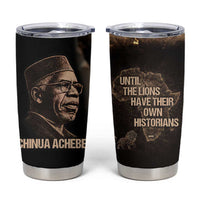 Chinua Achebe Tumbler Cup with Sepia Portrait, Lion Historians Quote and Vintage African Map - Wonder Print Shop