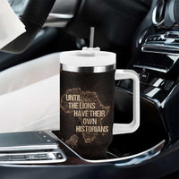 Chinua Achebe Tumbler With Handle with Sepia Portrait, Lion Historians Quote and Vintage African Map - Wonder Print Shop