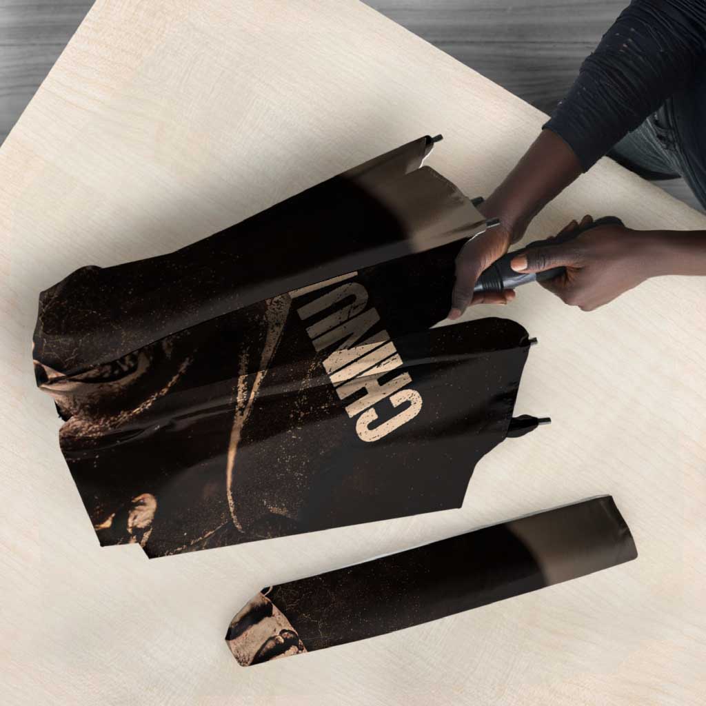 Chinua Achebe Umbrella with Sepia Portrait, Lion Historians Quote and Vintage African Map - Wonder Print Shop