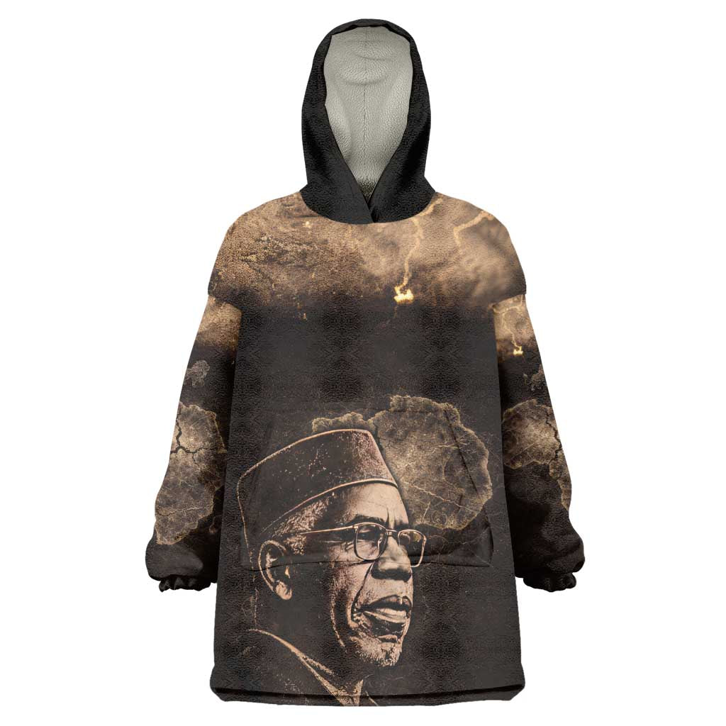 Chinua Achebe Wearable Blanket Hoodie with Sepia Portrait, Lion Historians Quote and Vintage African Map - Wonder Print Shop