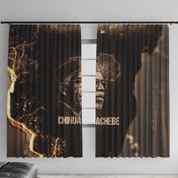 Chinua Achebe Window Curtain with Sepia Portrait, Lion Historians Quote and Vintage African Map - Wonder Print Shop