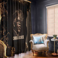 Chinua Achebe Window Curtain with Sepia Portrait, Lion Historians Quote and Vintage African Map - Wonder Print Shop