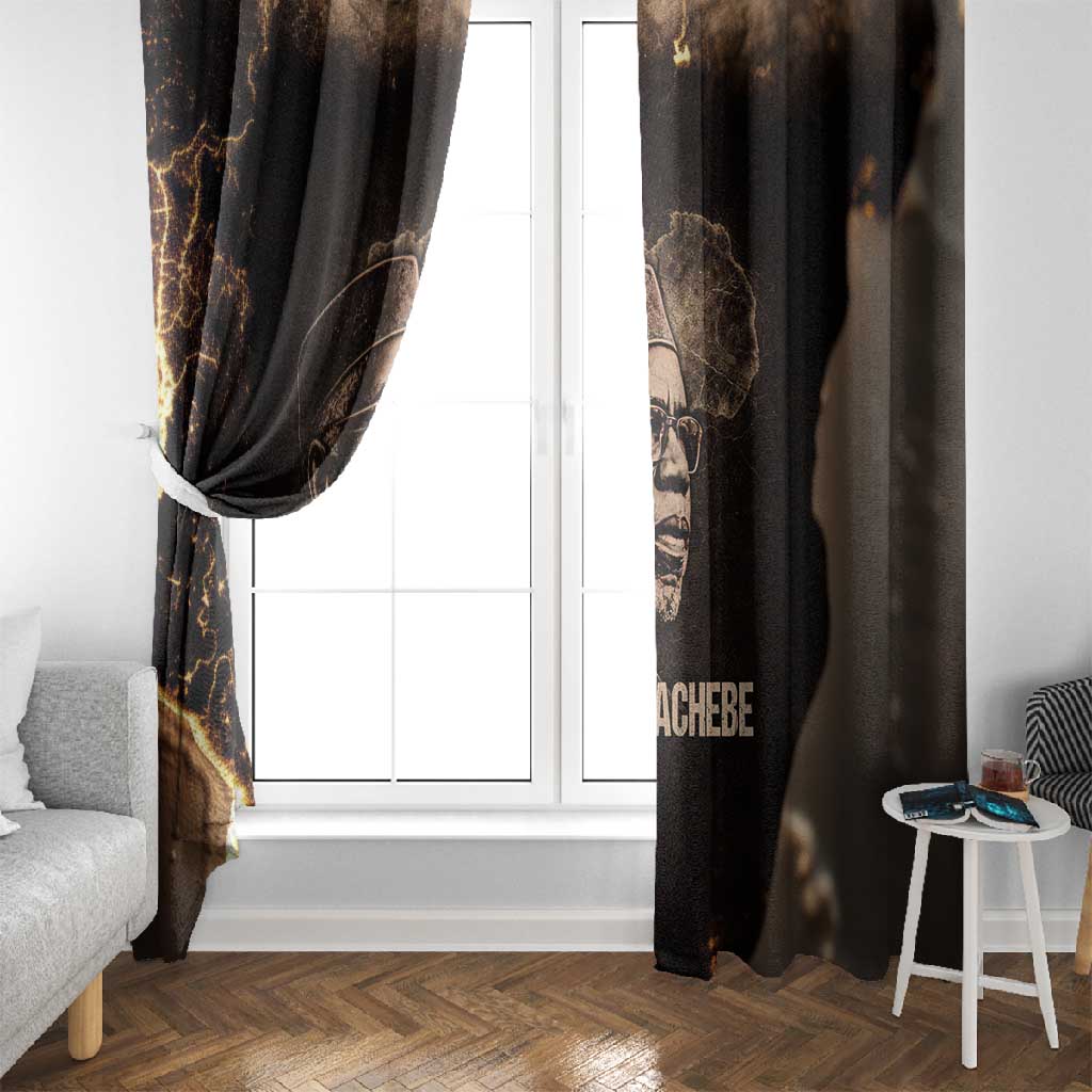 Chinua Achebe Window Curtain with Sepia Portrait, Lion Historians Quote and Vintage African Map - Wonder Print Shop
