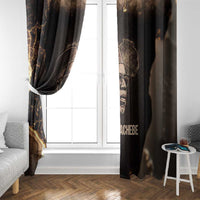 Chinua Achebe Window Curtain with Sepia Portrait, Lion Historians Quote and Vintage African Map - Wonder Print Shop