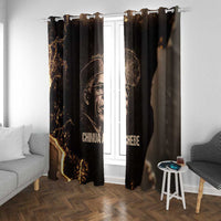 Chinua Achebe Window Curtain with Sepia Portrait, Lion Historians Quote and Vintage African Map - Wonder Print Shop