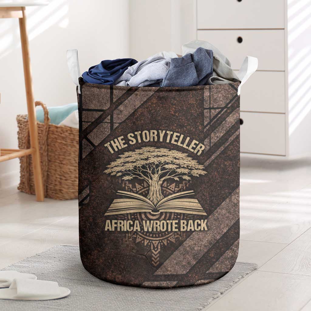 Chinua Achebe Laundry Basket with Tribal Symbol Design, The Storyteller Quote and Africa Wrote Back - Wonder Print Shop