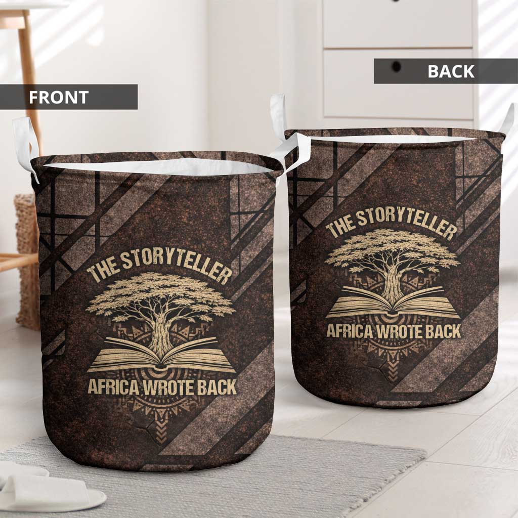 Chinua Achebe Laundry Basket with Tribal Symbol Design, The Storyteller Quote and Africa Wrote Back - Wonder Print Shop