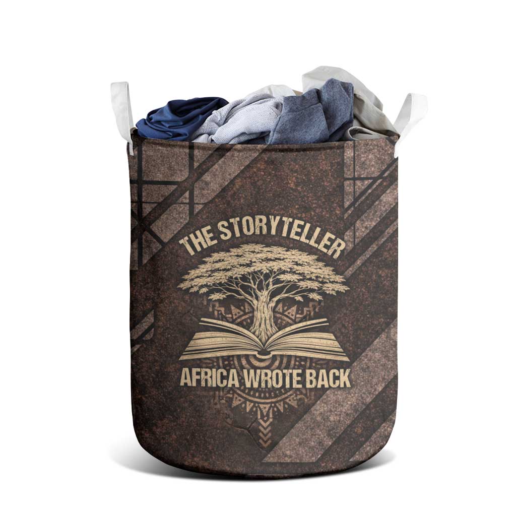 Chinua Achebe Laundry Basket with Tribal Symbol Design, The Storyteller Quote and Africa Wrote Back - Wonder Print Shop