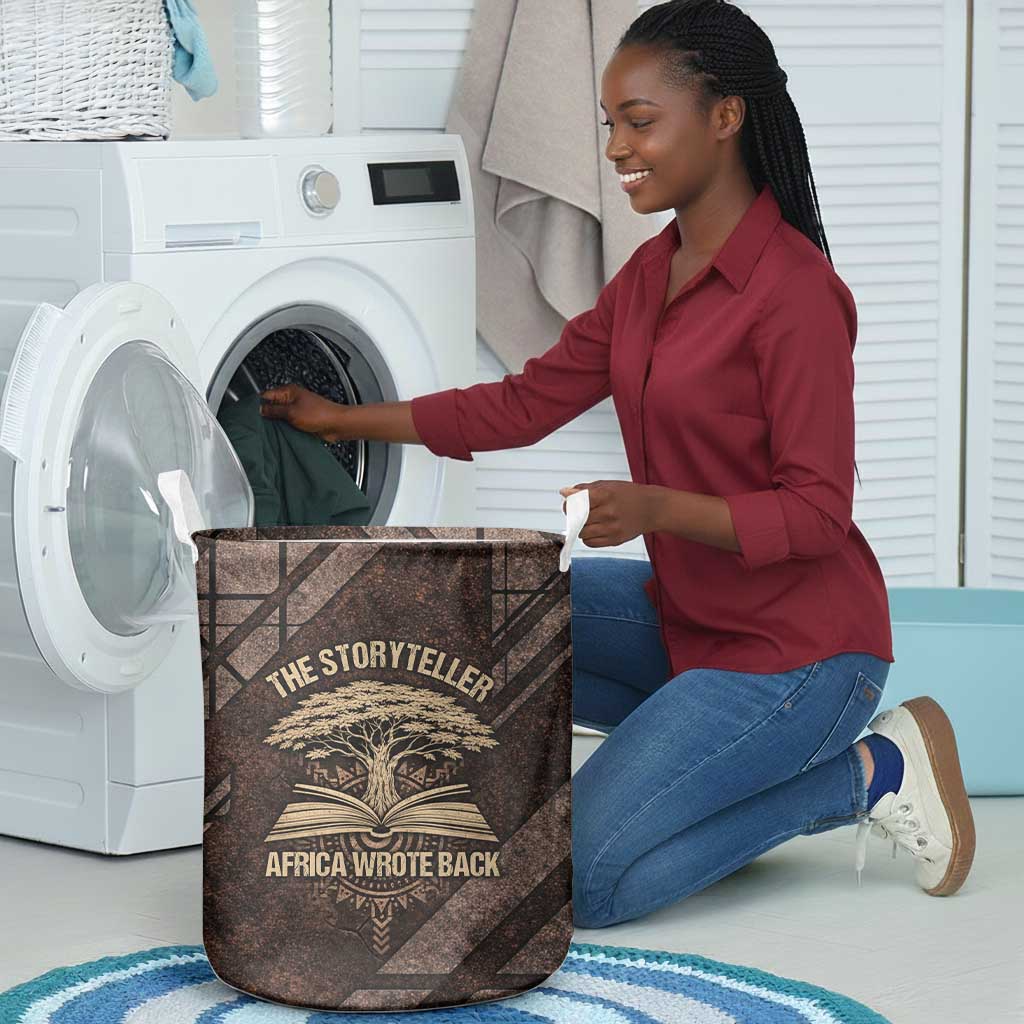 Chinua Achebe Laundry Basket with Tribal Symbol Design, The Storyteller Quote and Africa Wrote Back - Wonder Print Shop
