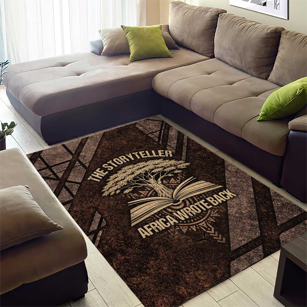 Chinua Achebe Area Rug with Tribal Symbol Design, The Storyteller Quote and Africa Wrote Back - Wonder Print Shop