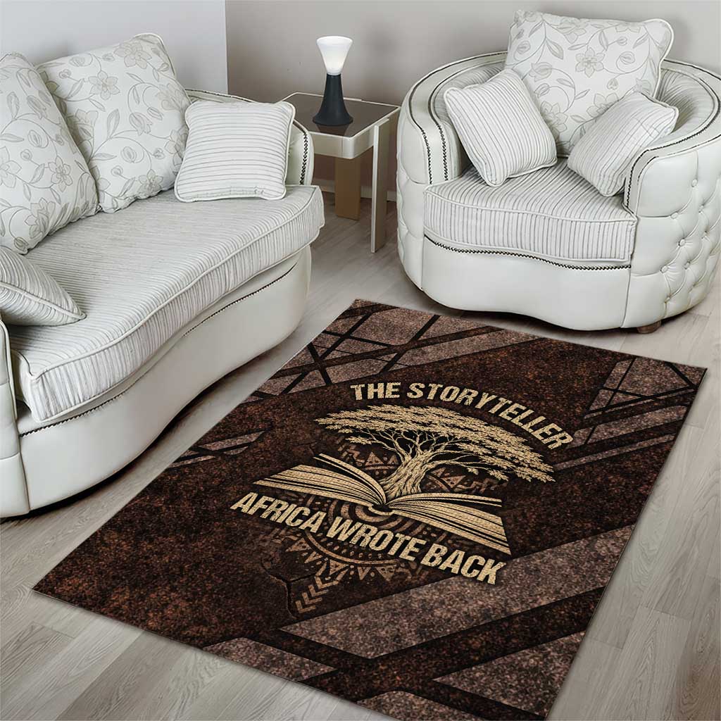 Chinua Achebe Area Rug with Tribal Symbol Design, The Storyteller Quote and Africa Wrote Back - Wonder Print Shop