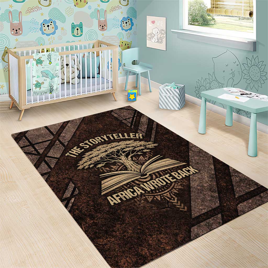 Chinua Achebe Area Rug with Tribal Symbol Design, The Storyteller Quote and Africa Wrote Back - Wonder Print Shop