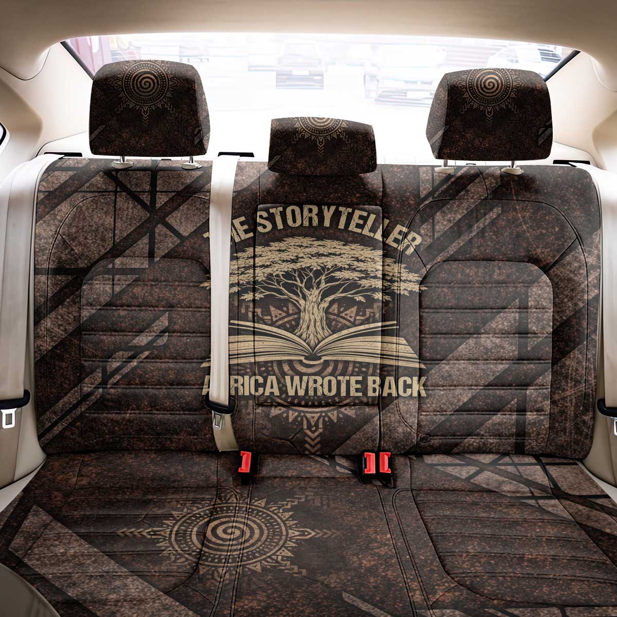 Chinua Achebe Back Car Seat Cover with Tribal Symbol Design, The Storyteller Quote and Africa Wrote Back - Wonder Print Shop