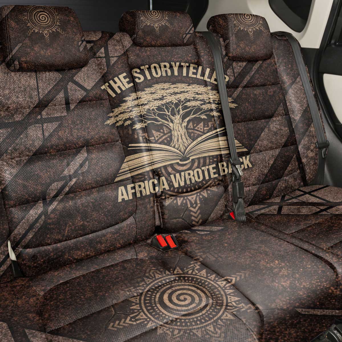 Chinua Achebe Back Car Seat Cover with Tribal Symbol Design, The Storyteller Quote and Africa Wrote Back - Wonder Print Shop