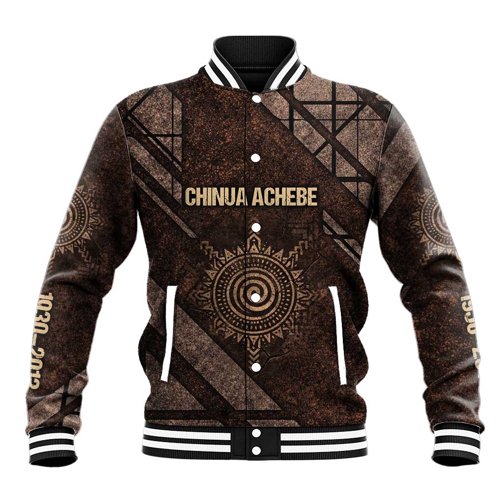 Chinua Achebe Baseball Jacket with Tribal Symbol Design, The Storyteller Quote and Africa Wrote Back - Wonder Print Shop