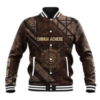 Chinua Achebe Baseball Jacket with Tribal Symbol Design, The Storyteller Quote and Africa Wrote Back - Wonder Print Shop
