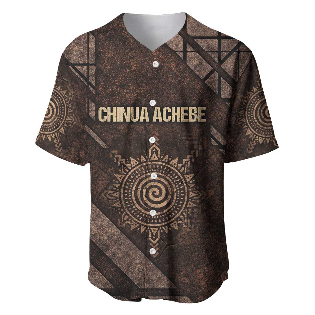 Chinua Achebe Baseball Jersey with Tribal Symbol Design, The Storyteller Quote and Africa Wrote Back - Wonder Print Shop