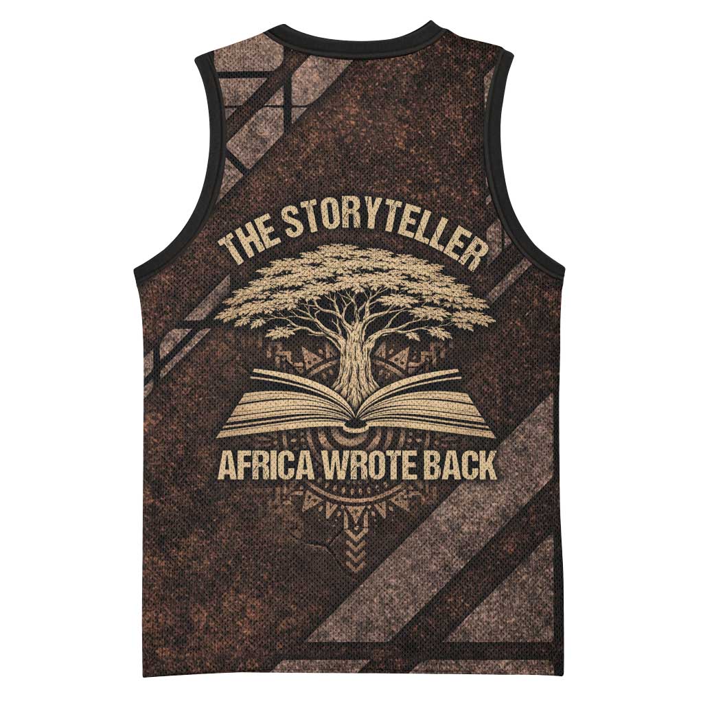 Chinua Achebe Basketball Jersey with Tribal Symbol Design, The Storyteller Quote and Africa Wrote Back - Wonder Print Shop