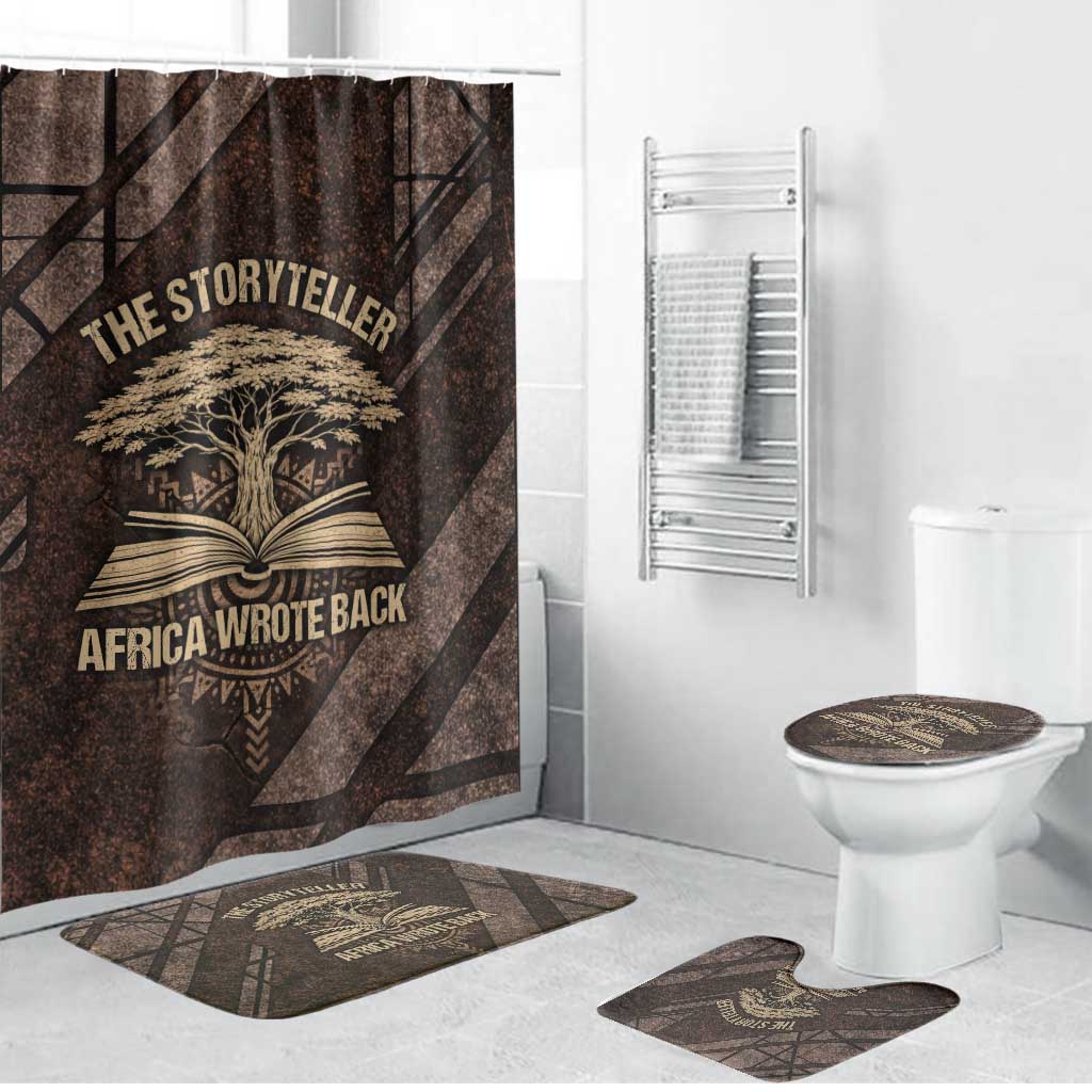 Chinua Achebe Bathroom Set with Tribal Symbol Design, The Storyteller Quote and Africa Wrote Back - Wonder Print Shop