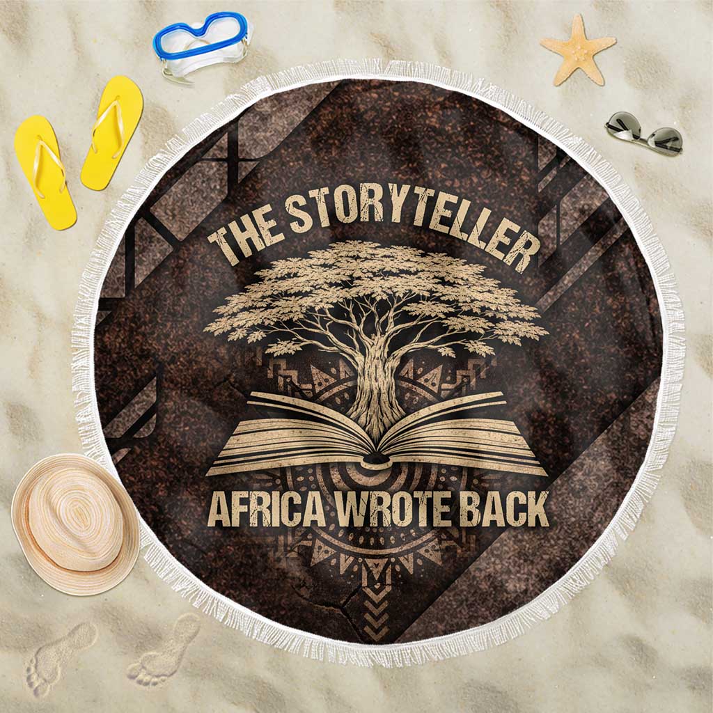 Chinua Achebe Beach Blanket with Tribal Symbol Design, The Storyteller Quote and Africa Wrote Back - Wonder Print Shop