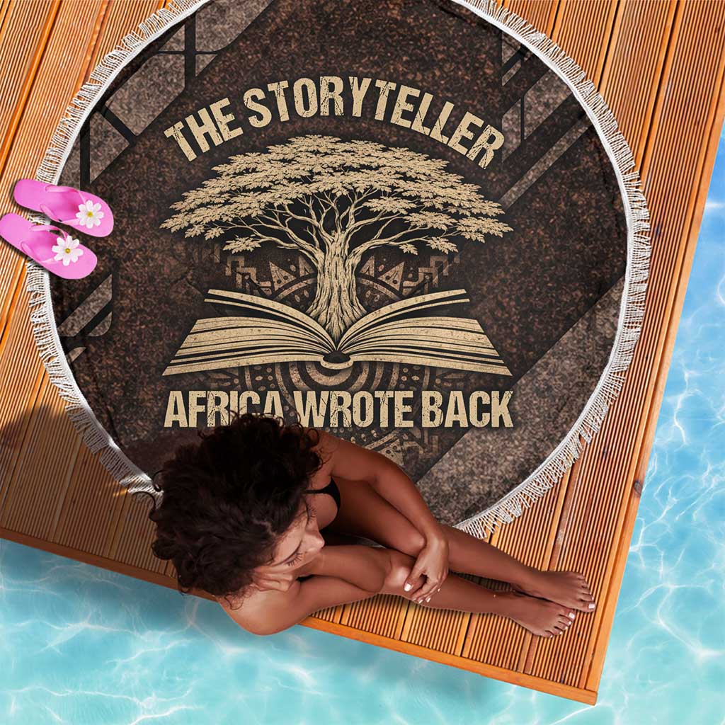 Chinua Achebe Beach Blanket with Tribal Symbol Design, The Storyteller Quote and Africa Wrote Back - Wonder Print Shop