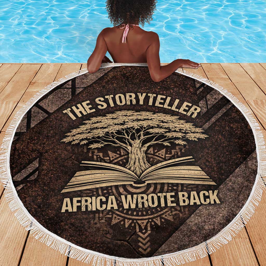 Chinua Achebe Beach Blanket with Tribal Symbol Design, The Storyteller Quote and Africa Wrote Back - Wonder Print Shop