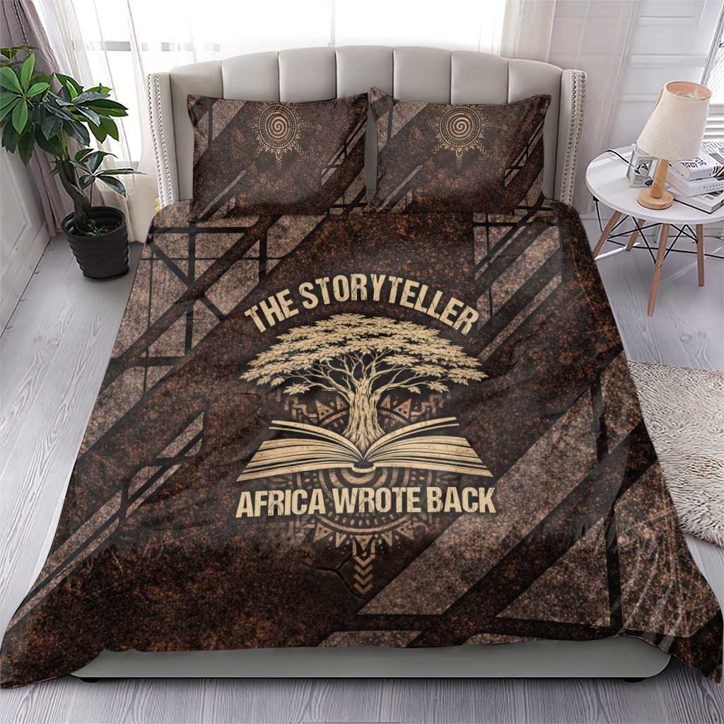 Chinua Achebe Bedding Set with Tribal Symbol Design, The Storyteller Quote and Africa Wrote Back - undefined