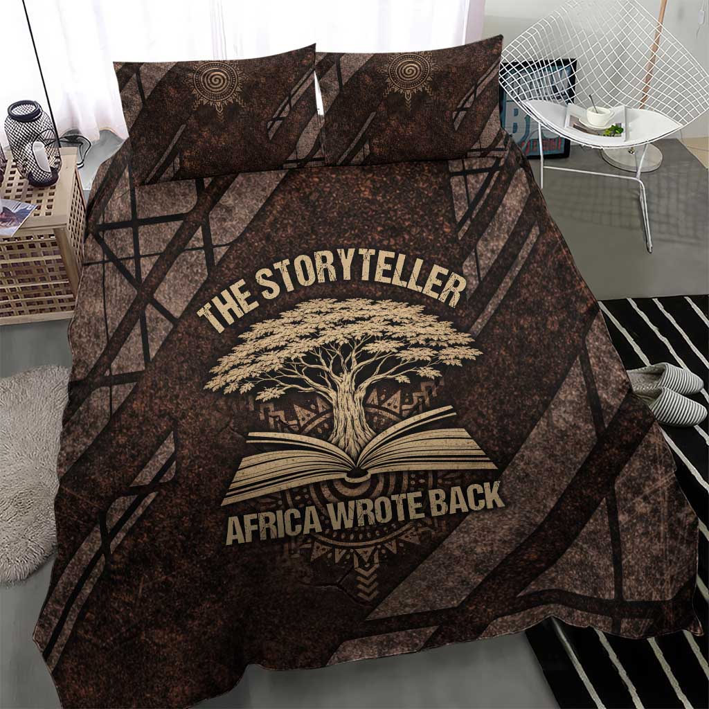 Chinua Achebe Bedding Set with Tribal Symbol Design, The Storyteller Quote and Africa Wrote Back - undefined
