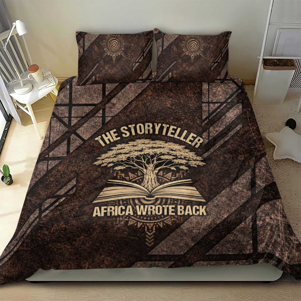 Chinua Achebe Bedding Set with Tribal Symbol Design, The Storyteller Quote and Africa Wrote Back - undefined