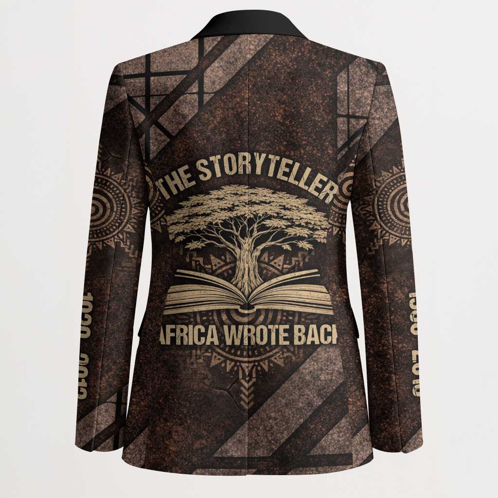 Chinua Achebe Blazer with Tribal Symbol Design, The Storyteller Quote and Africa Wrote Back - Wonder Print Shop