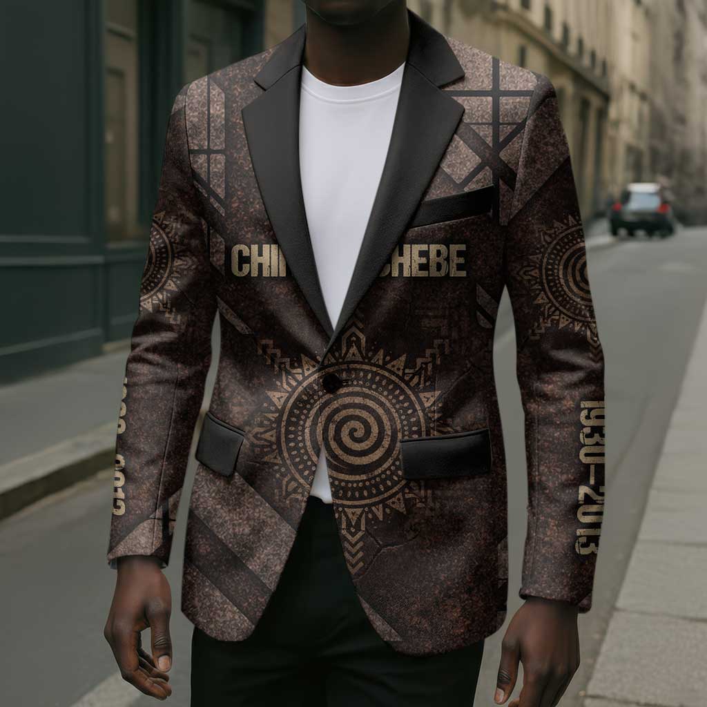 Chinua Achebe Blazer with Tribal Symbol Design, The Storyteller Quote and Africa Wrote Back - Wonder Print Shop
