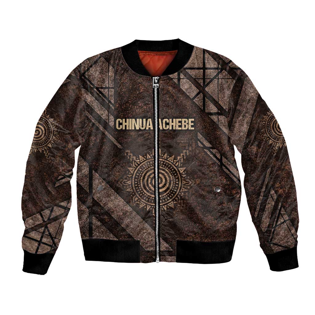 Chinua Achebe Bomber Jacket with Tribal Symbol Design, The Storyteller Quote and Africa Wrote Back - Wonder Print Shop