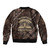 Chinua Achebe Bomber Jacket with Tribal Symbol Design, The Storyteller Quote and Africa Wrote Back - Wonder Print Shop