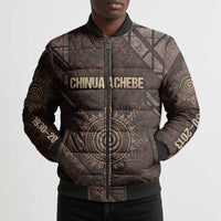 Chinua Achebe Bomber Puffer Jacket with Tribal Symbol Design, The Storyteller Quote and Africa Wrote Back - Wonder Print Shop