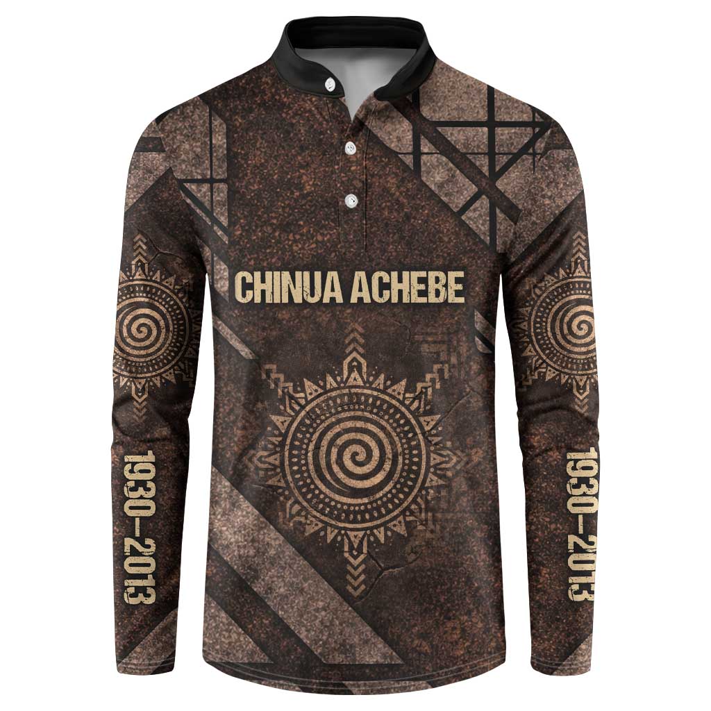 Chinua Achebe Button Sweatshirt with Tribal Symbol Design, The Storyteller Quote and Africa Wrote Back