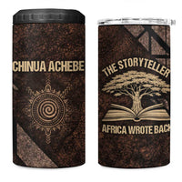 Chinua Achebe 4 in 1 Can Cooler Tumbler with Tribal Symbol Design, The Storyteller Quote and Africa Wrote Back - Wonder Print Shop