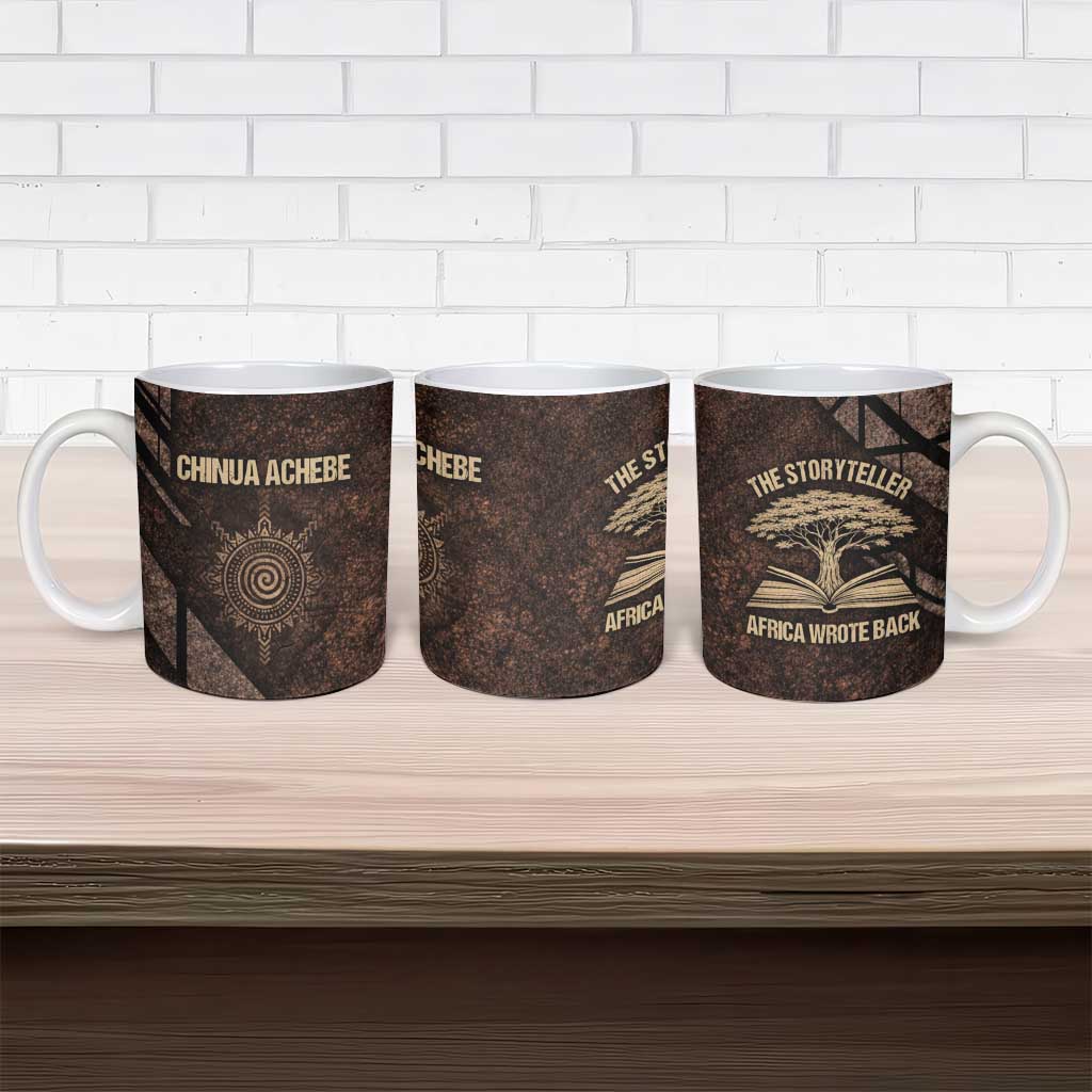 Chinua Achebe Ceramic Mug with Tribal Symbol Design, The Storyteller Quote and Africa Wrote Back - Wonder Print Shop