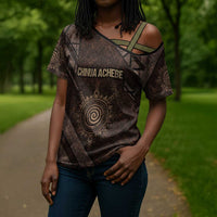 Chinua Achebe Cross Shoulder Shirt with Tribal Symbol Design, The Storyteller Quote and Africa Wrote Back - Wonder Print Shop