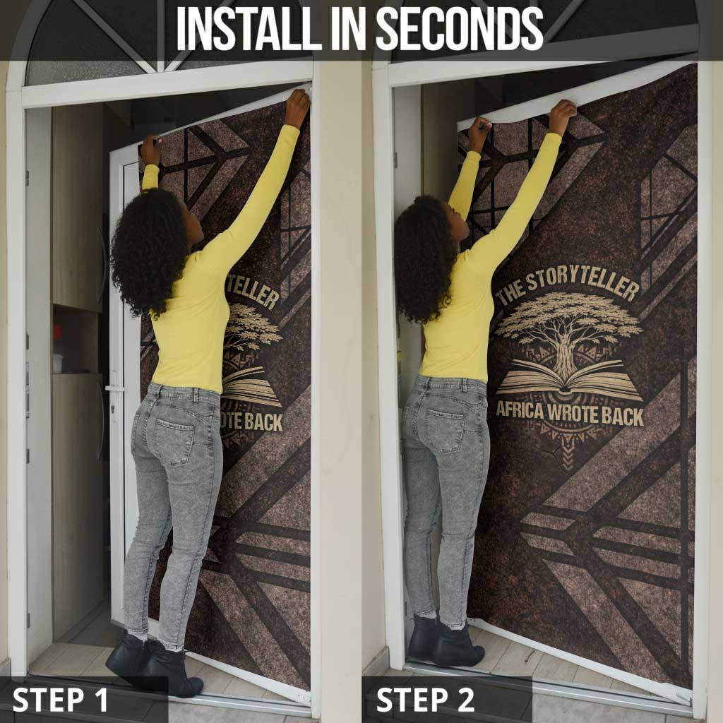 Chinua Achebe Door Cover with Tribal Symbol Design, The Storyteller Quote and Africa Wrote Back - Wonder Print Shop